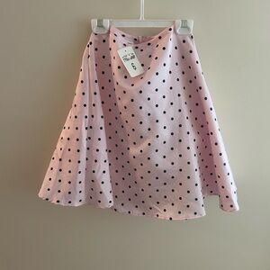 Bonnie Jean Pink and Black Polka Dot A-Line Skirt